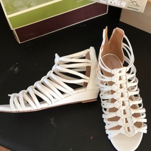 GUC Comfortview white wedge cage sandal